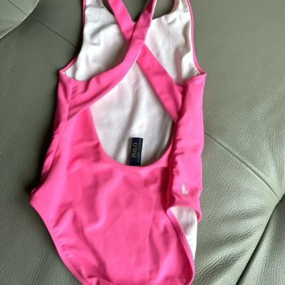 Girls Polo Ralph Lauren One-Piece Swimwear bright pink  Swimsuit. Size 4-5 EUC